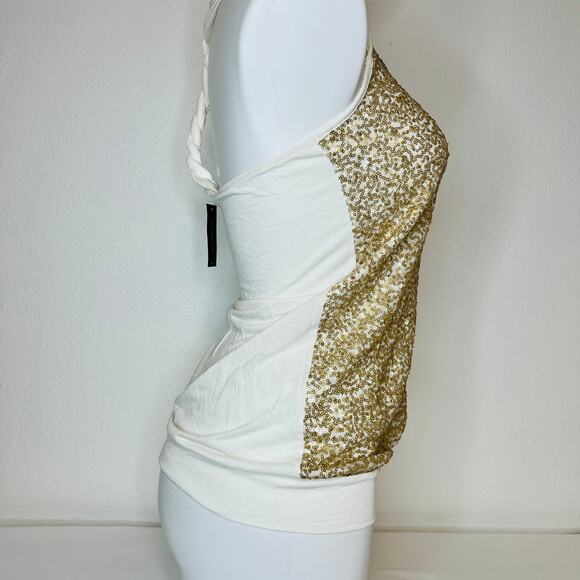NWT Express Gold Sequin Backless Halter Tank Top XS - Picture 6 of 7
